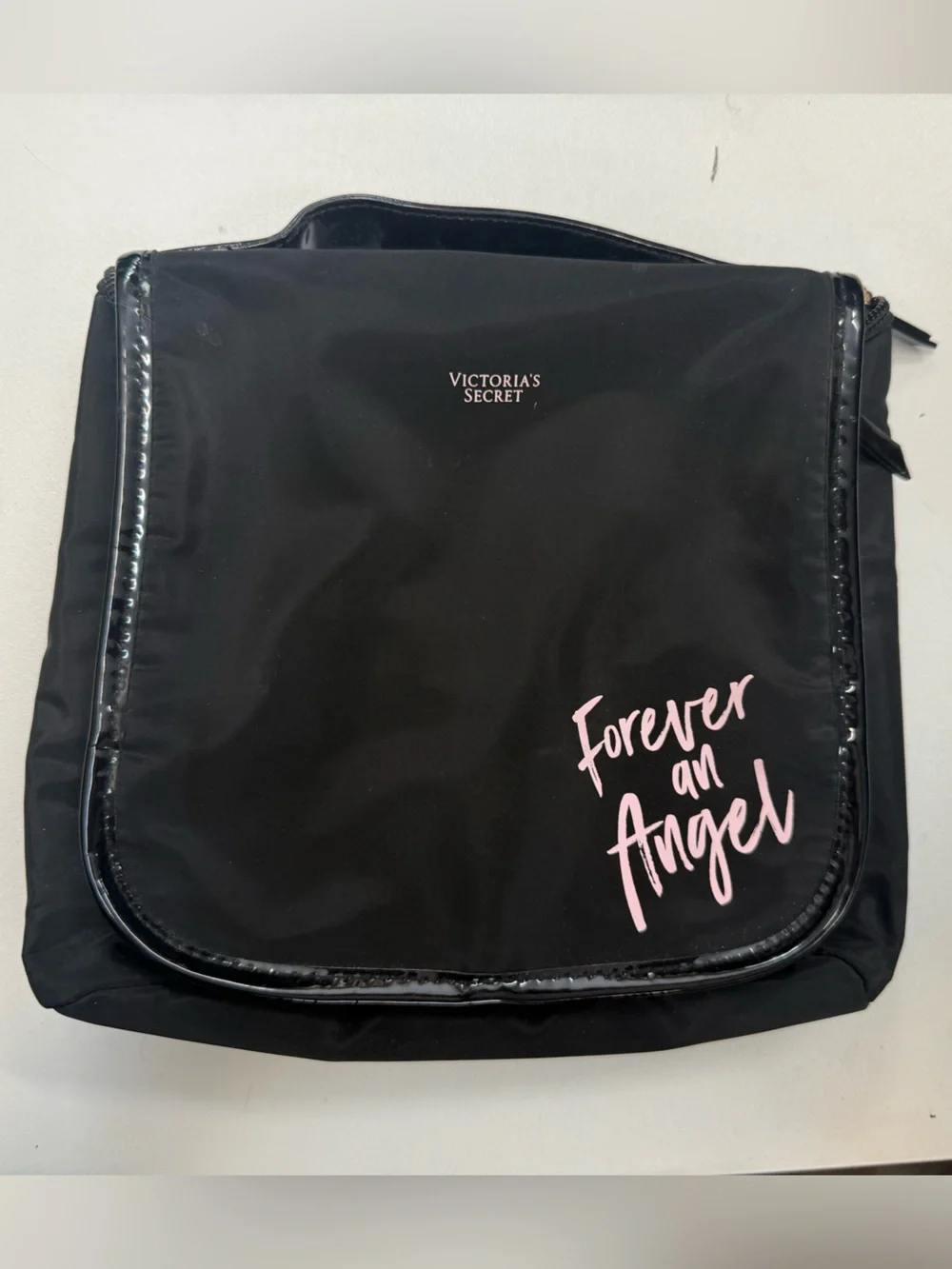 Victoria's Secret Black Cosmetic Case with Pink Script 